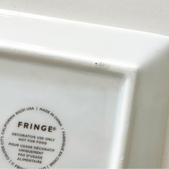 FRINGE Jewelry Storage Glass Tray Dish Square White with Gold Accent - Picture 4 of 5